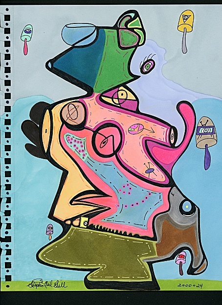 totem, flying, mushrooms,